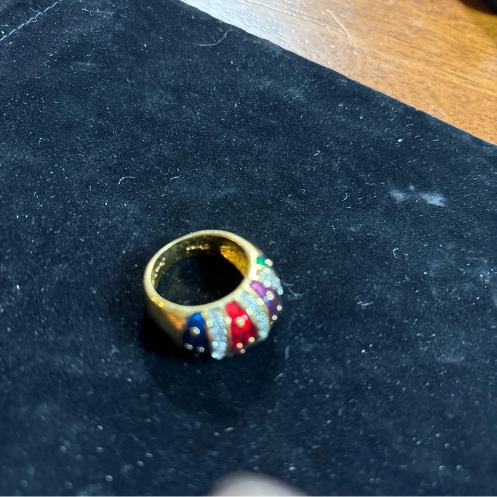178 Joan Rivers Red, Blue, Green&Purple Enamel Rhinestone Gold Tone Dome 7.75 - Picture 4 of 10